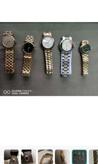 Gucci  watch 古馳標誌性腕錶男女士裝懷舊手錶鋼帶時尚名牌大牌子電子日期夜光時分秒針手錶皮錶帶鋼錶帶手錶生日父親節母親節聖誕節元宵佳節情人節禮物仿碎鑽石手錶閃石手錶飾物正品正貨 Gucci 手錶盒金色手錶 100% Authentic