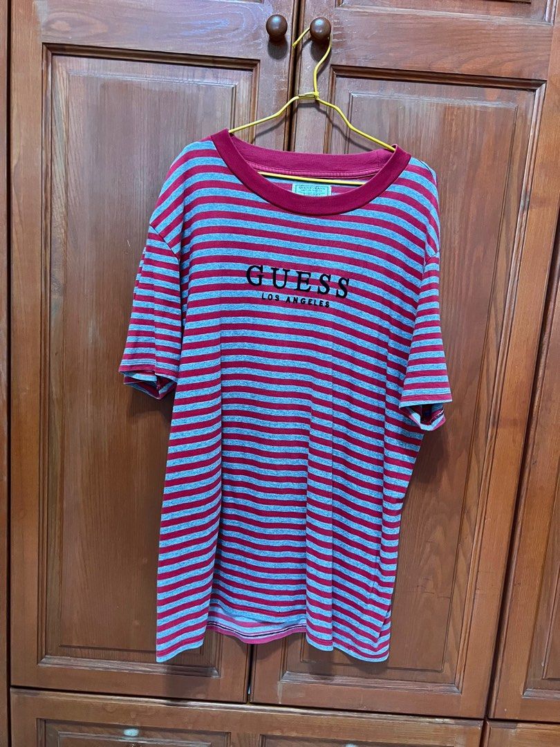 Guess striped shirt purple on sale