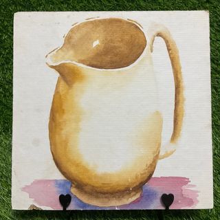 Handpainted Watercolor Pitcher Thick Fine Grain Cork Sheet Wall Kitchen Frame with Flaw as posted 10.75” x 1” inches #B7 - P199.00