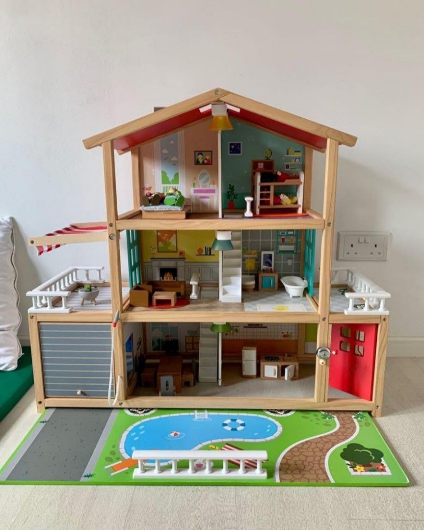 Hape wooden doll family mansion Babies Kids Infant Playtime on