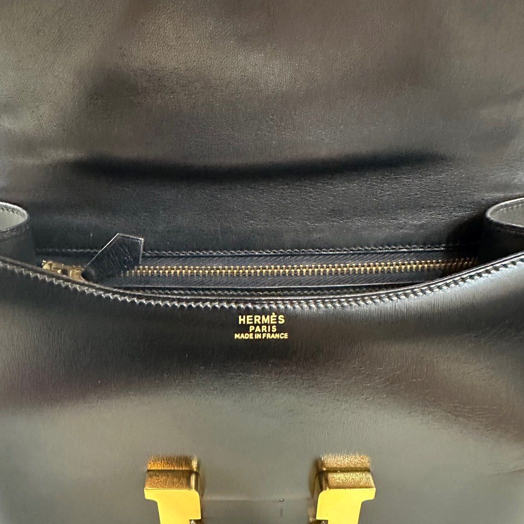 Hermes Black Box Calf Leather Gold Hardware Constance 23 Bag Hermes