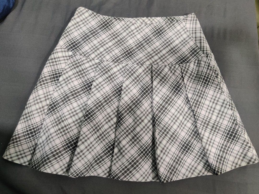 Grey plaid 2025 skirt h&m
