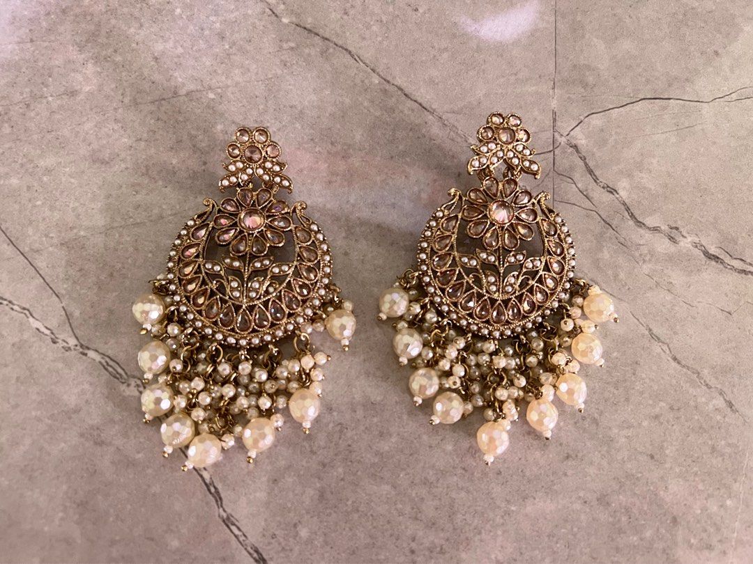 Gold polki top earrings
