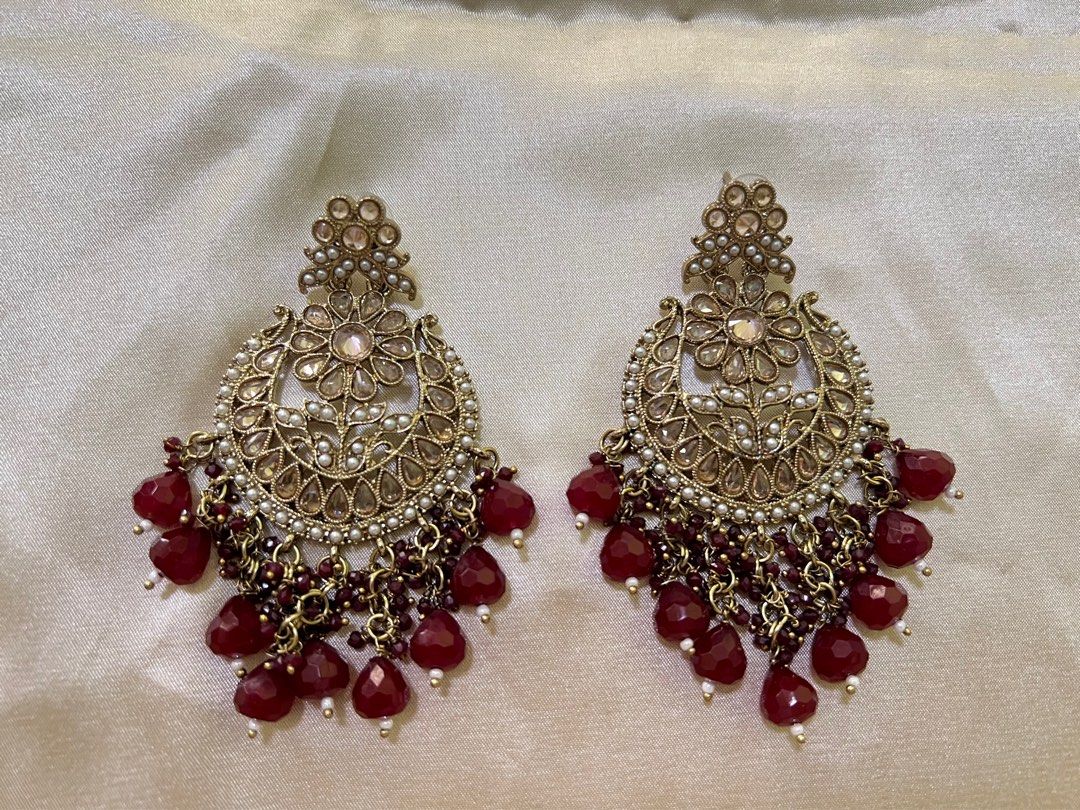 Red traditional earrings discount