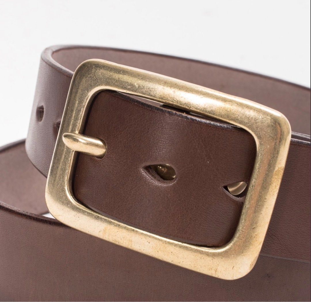 Heavy Duty Tochigi Leather Belt in Black Leather with Brass Buckle