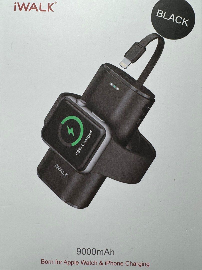 iWALK隨充，自帶lighting 充電線，可充Apple watch