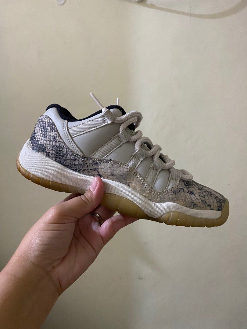 J11 Snakeskin Light Bone Women s Fashion Footwear Sneakers on