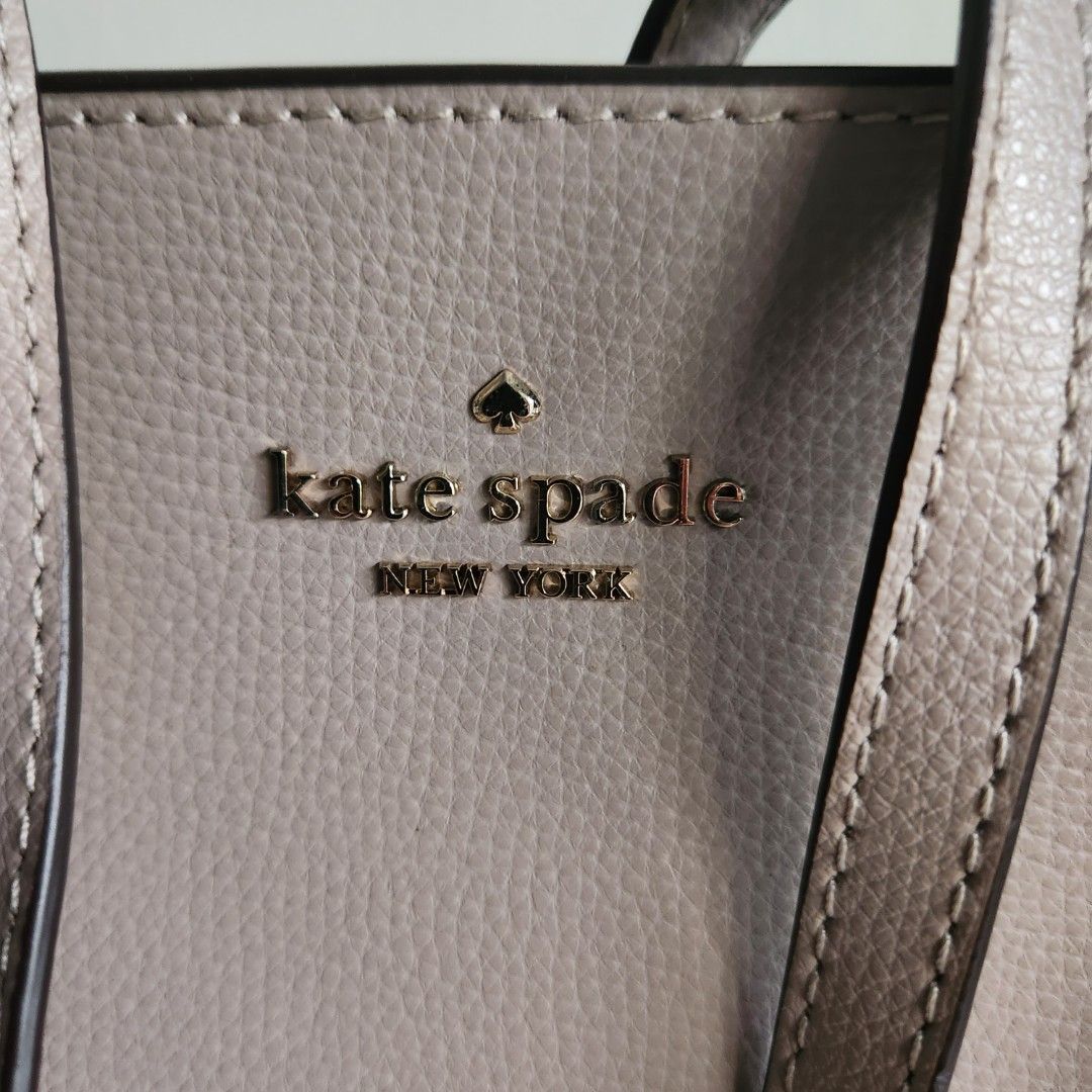 Kate Spade New York Cara Large Leather Tote Shoulder Bag Warm Taupe