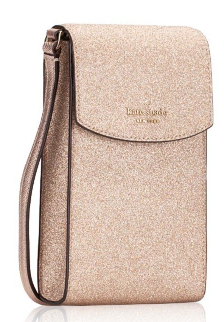 Kate Spade Tinsel Glitter North South Flap Phone Crossbody in Rose Gold –  Exclusively USA