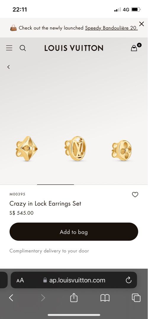 Louis Vuitton Crazy In Lock Drop Earrings - Brass Drop, Earrings -  LOU747716