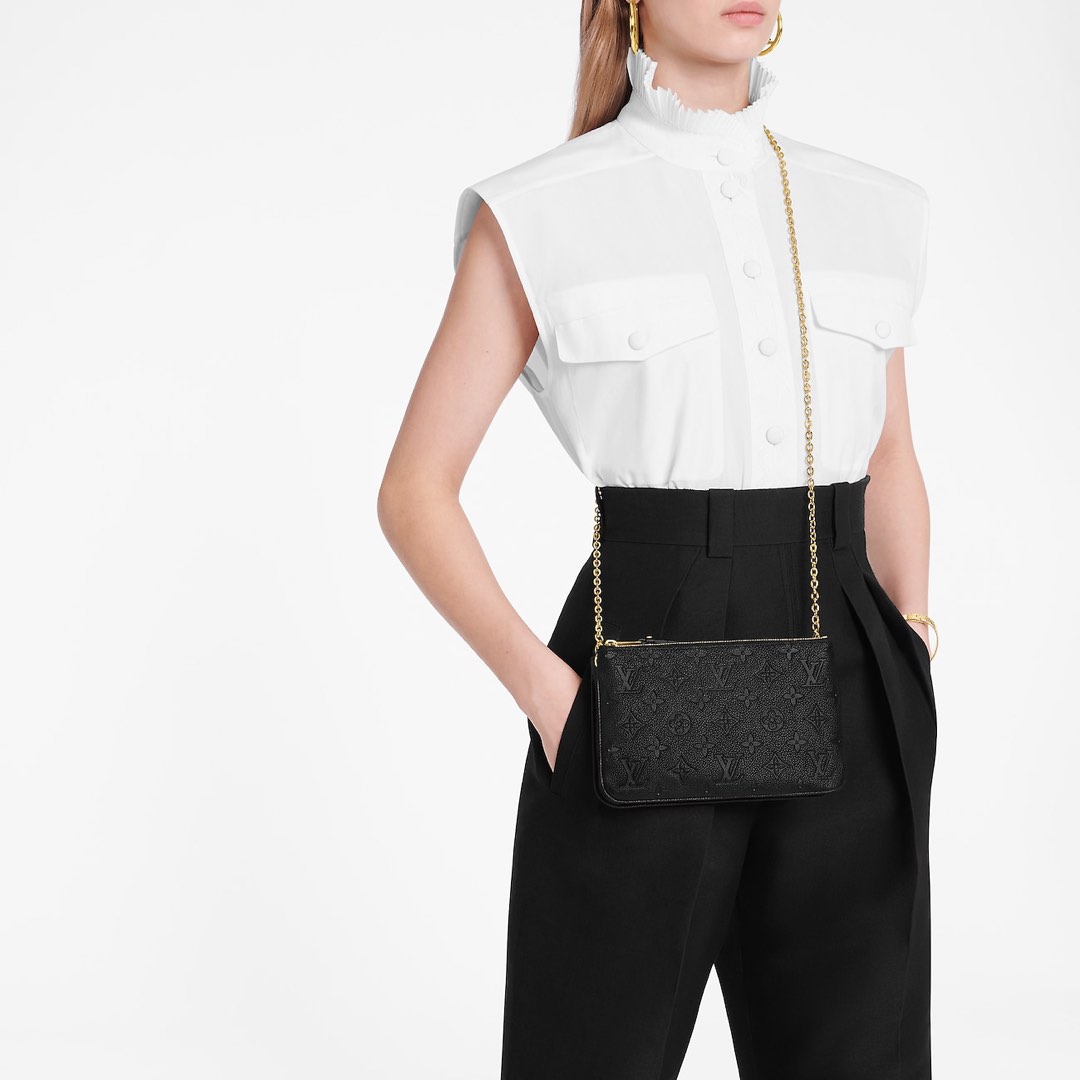Louis Vuitton Damier Ebene Double Zip Pochette Crossbody Bag