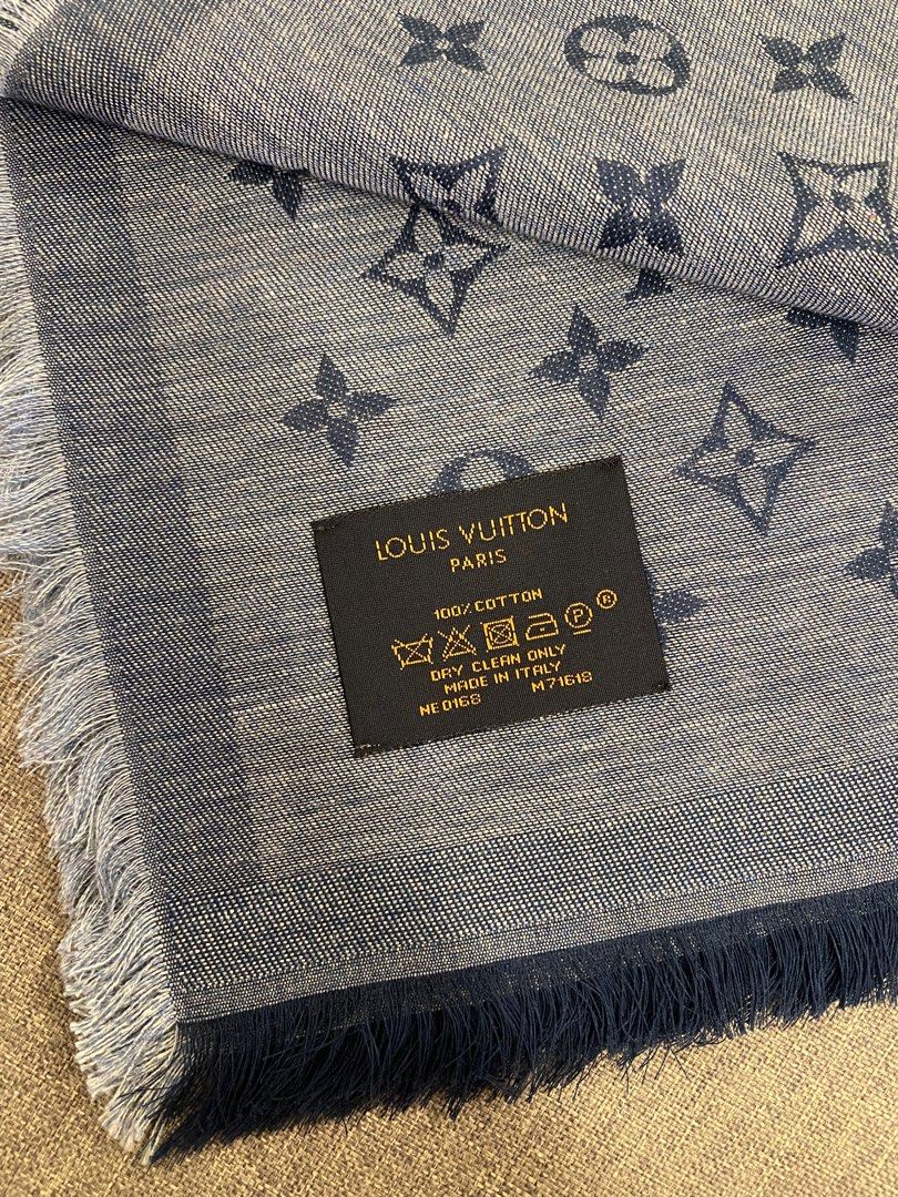 Louis Vuitton Monogram Essential Stole Blue Cotton