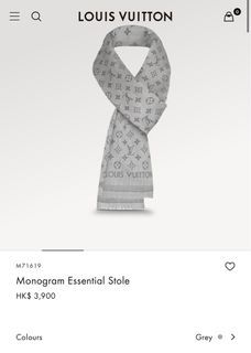 Louis Vuitton LV grey monogram essential stole NEW 頸巾