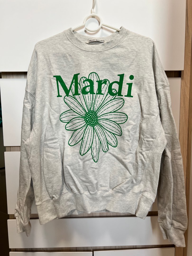 Mardi Mercredi Flower Mardi Sweatshirt - OATMEAL GREEN, 女裝, 上衣
