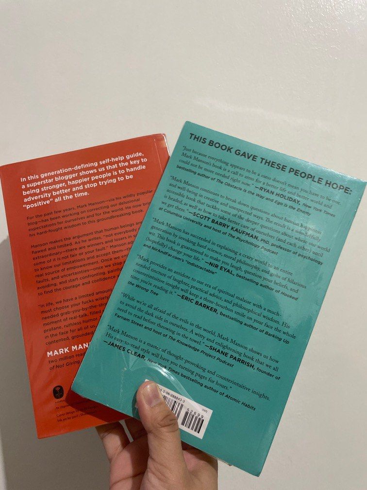 Mark Manson's Books (Category: Storybooks) located in Mangaldan. Submitted by prelovedstuffcm (Listing ID 1263944127, Image 2). Description: RFS: decluttering stuff and realized that these books are not giving the energy i wanted in life. 📌 The subtle art of not giving a fck - used. with highlighted notes 📌 everything is fcked - sealed. unused. .
