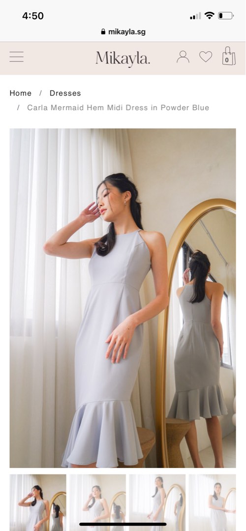 Mikayla Carla Mermaid Hem Midi Dress in Powder Blue Women s