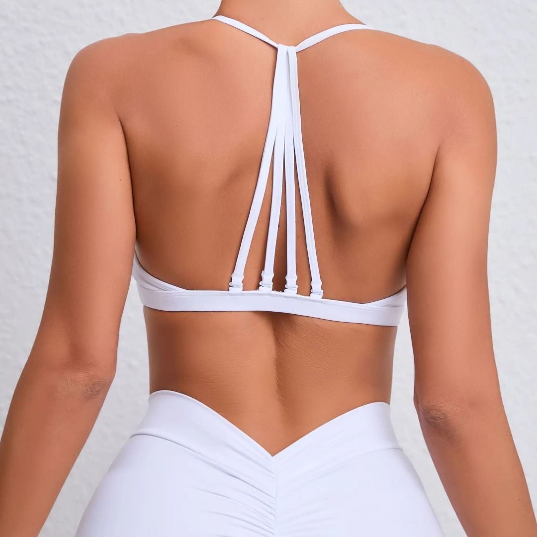 Minimal Sports Bra Backless Removable Women Athletic Bralettes Padded Criss  Cross Yoga Under Wear Strappy Gym Crop Top Tank Sexy, 女裝, 運動服裝- Carousell