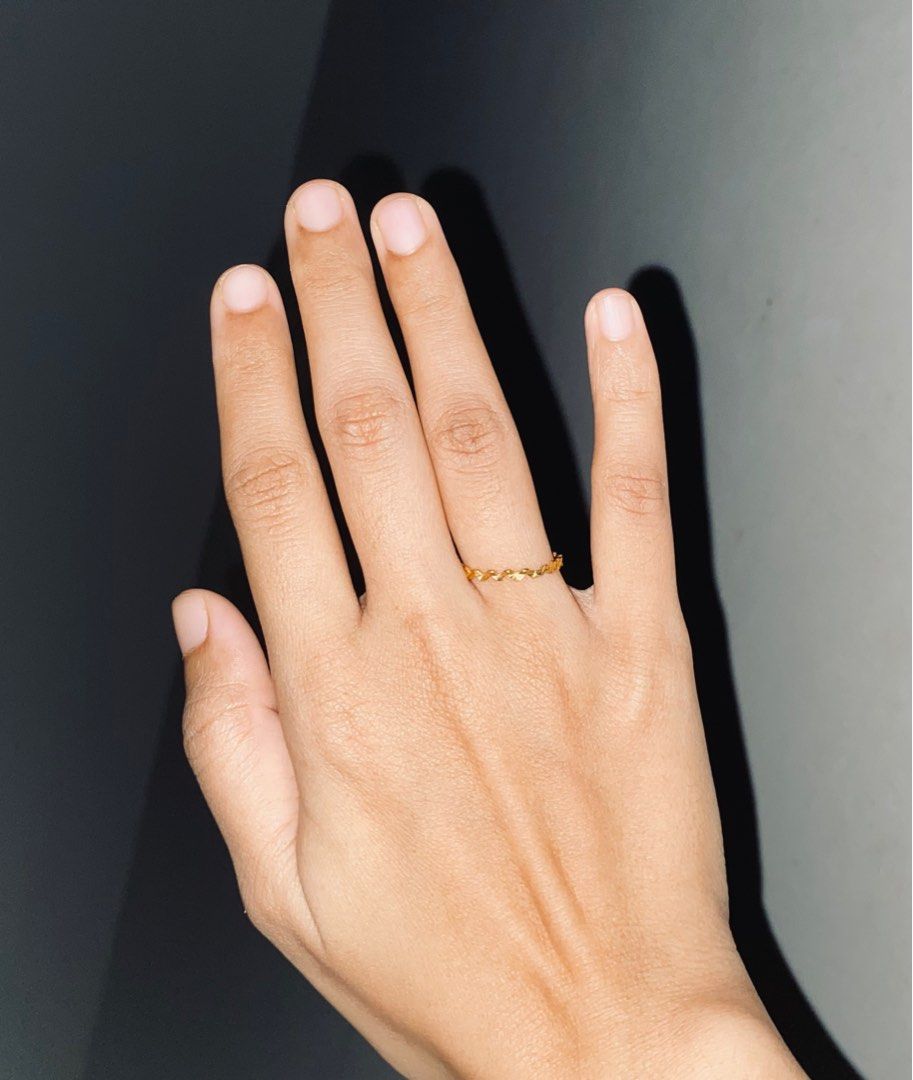 Minimalist Authentic Gold Emas Ring 916 Cute style design
