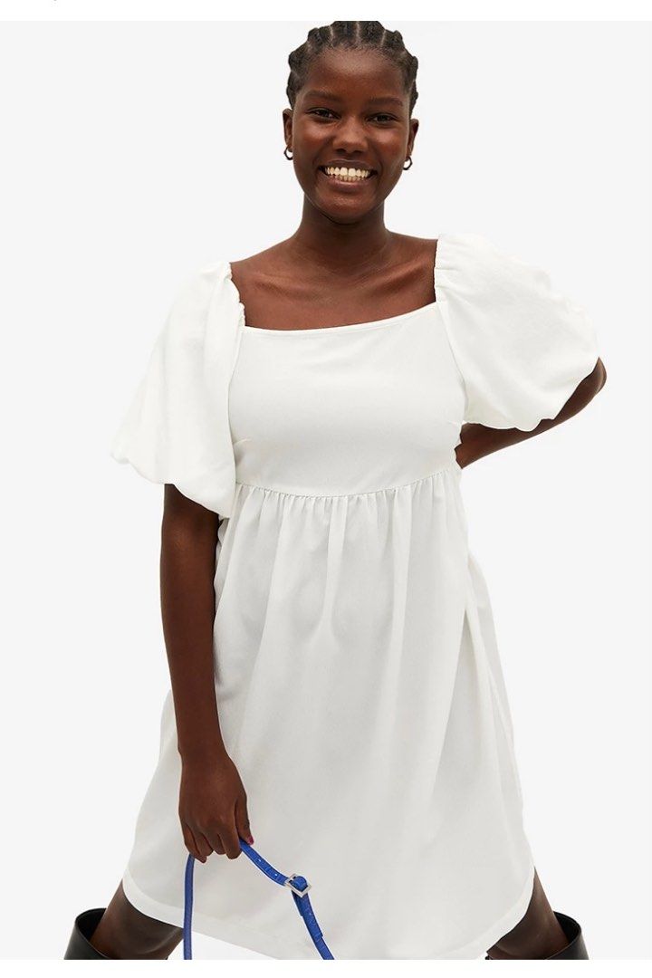 Monki Square Neck Puff Sleeve Mini Dress (White), Women's Fashion, Dresses  & Sets, Dresses on Carousell