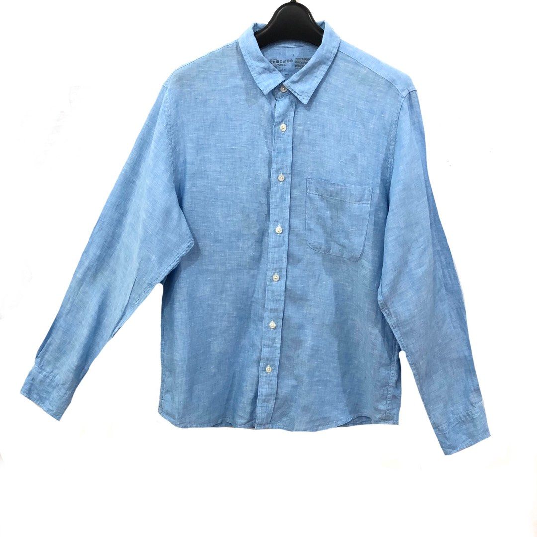 Muji Mens 100 Linen Smart Casual Minimalist Longsleeve, Men's Fashion