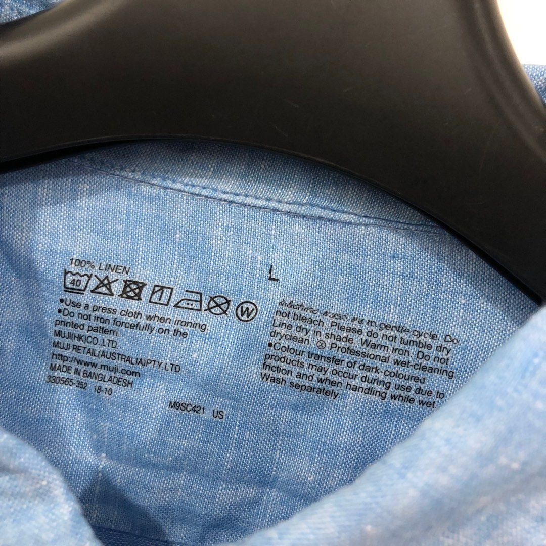 Muji Mens 100 Linen Smart Casual Minimalist Longsleeve, Men's Fashion