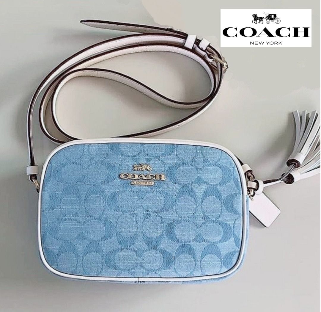 New Coach Original Mini Jamie Camera Bag In Signature Chambray Blue White Collection Come With Complete Set Suitable For Gift
