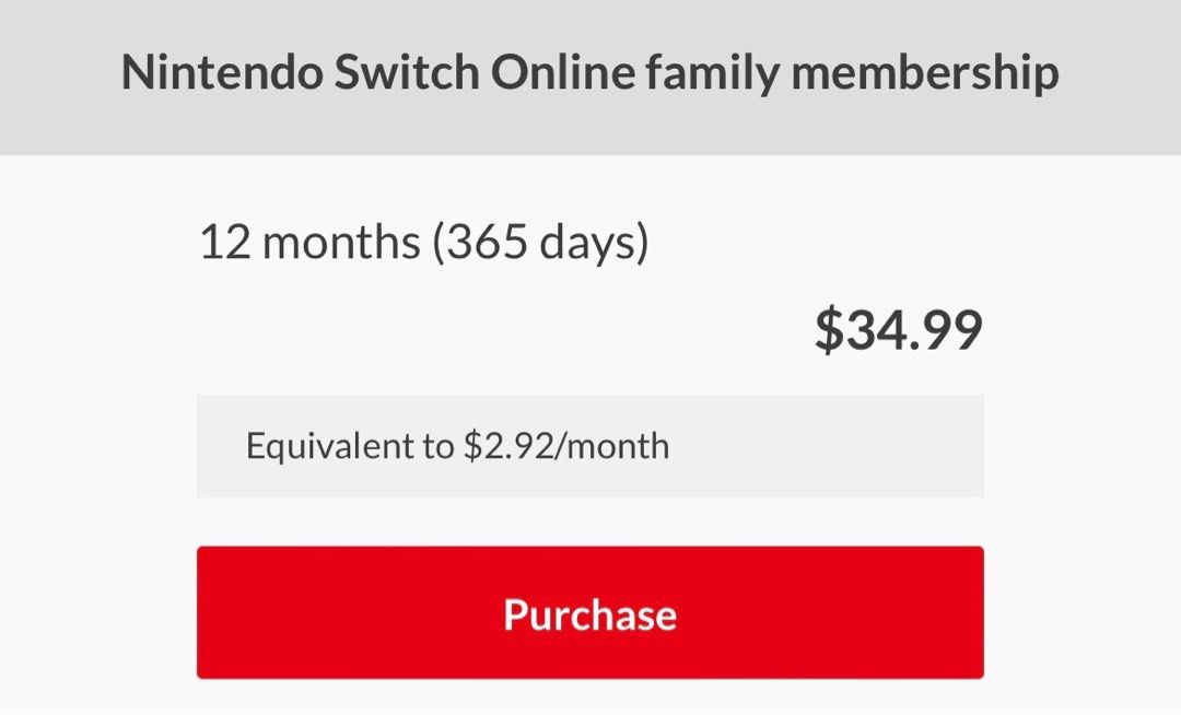 Switch online shop subscription cost