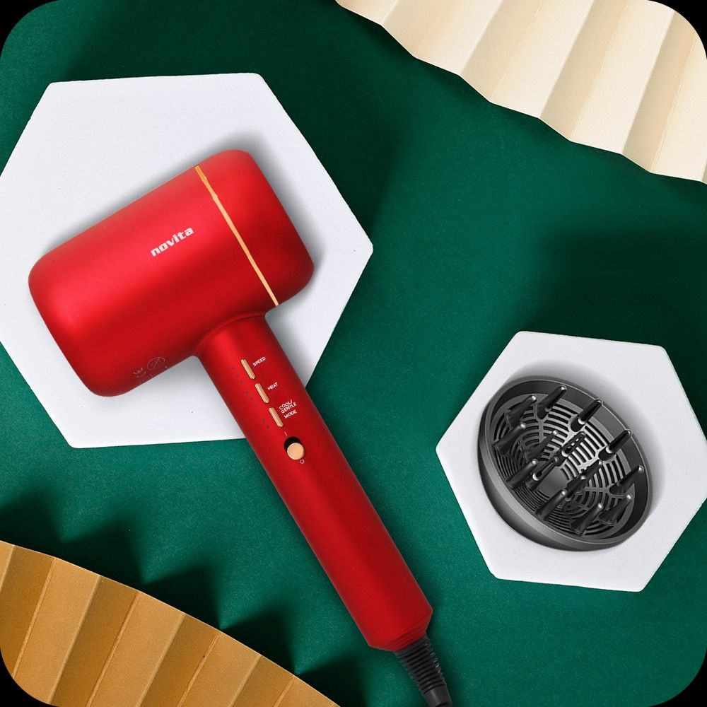 Novita H1 Ruby Red Hair Dryer, Beauty & Personal Care, Hair on Carousell