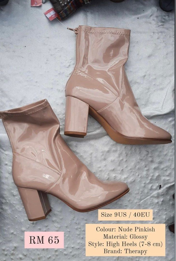 Nude Pink Shiny Boots A very slay boots Women s Fashion