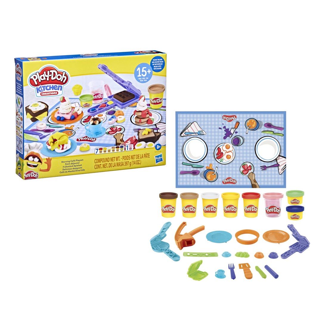 Play-Doh Morning Cafe playset (Category: Kids Toys) located in Paranaque City. Submitted by kaelstoypalace (Listing ID 1264018509, Image 1). Description: boxWhat’s in the box OVER 15 TOOLS AND 8 COLORS PLAYMAT INCLUDED Features & details OVER 15 TOOLS AND 8 COLORS: Over 15 Play-Doh accessories and 8 non-toxic Play-Doh modeling compound colors in 2-ounce and 1-ounce cans (contains wheat) PLAYMAT INCLUDED: The Play-Doh playmat keeps kids’ creations