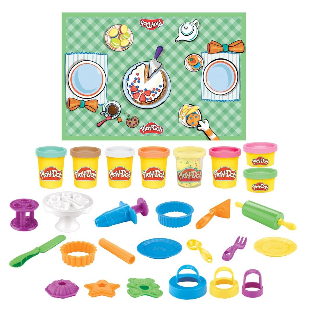 Play-Doh Sweet Cakes Playset (Category: Kids Toys) located in Paranaque City. Submitted by kaelstoypalace (Listing ID 1263963360, Image 3). Description: boxWhat’s in the box OVER 15 TOOLS AND 8 COLORS PLAYMAT INCLUDED Description Creativity is on the menu! This super giftable Play-Doh food set lets kids make so many colorful creations with a themed playmat, over 15 Play-Doh tools, and 8 Play-Doh colors. With Play-Doh Kitchen Creations, the best i