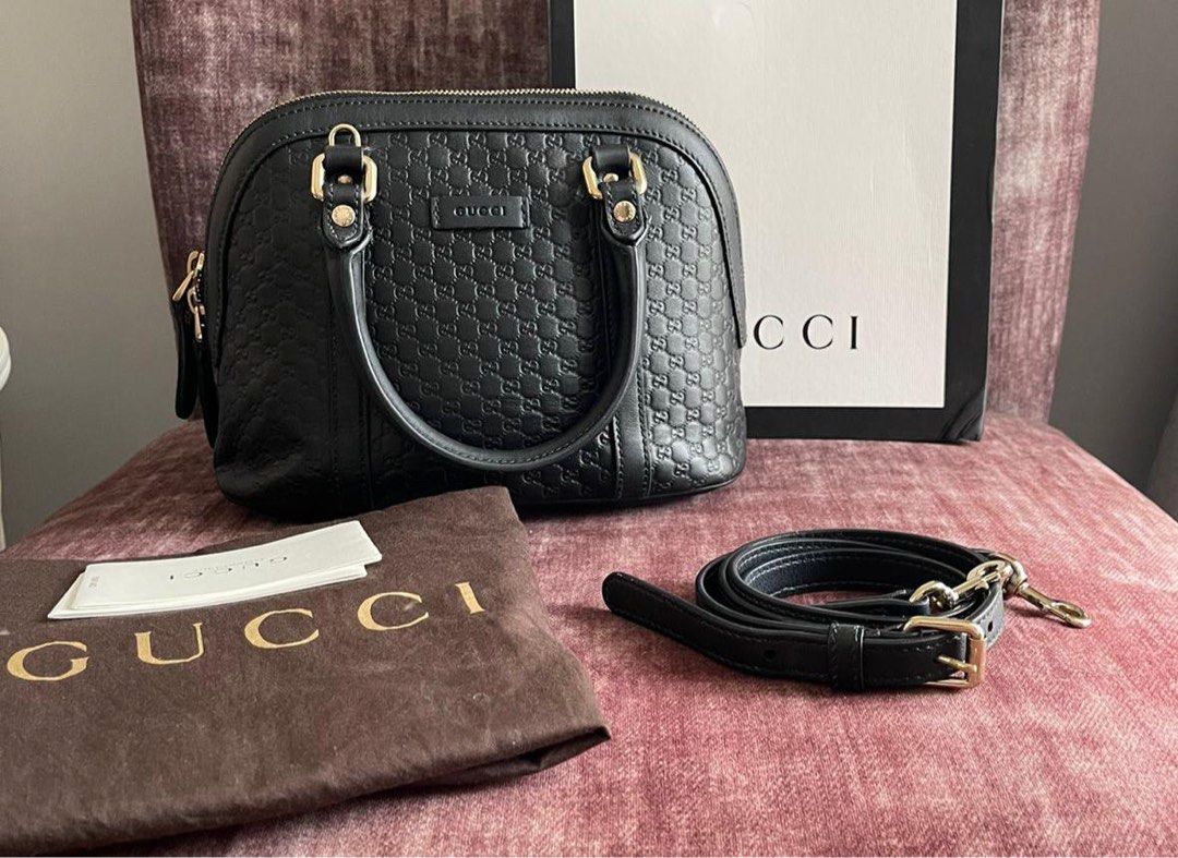 VGC Preloved Gucci Alma small signature in black (24×12×18) with db, strap,  cards IDR 6.500.000