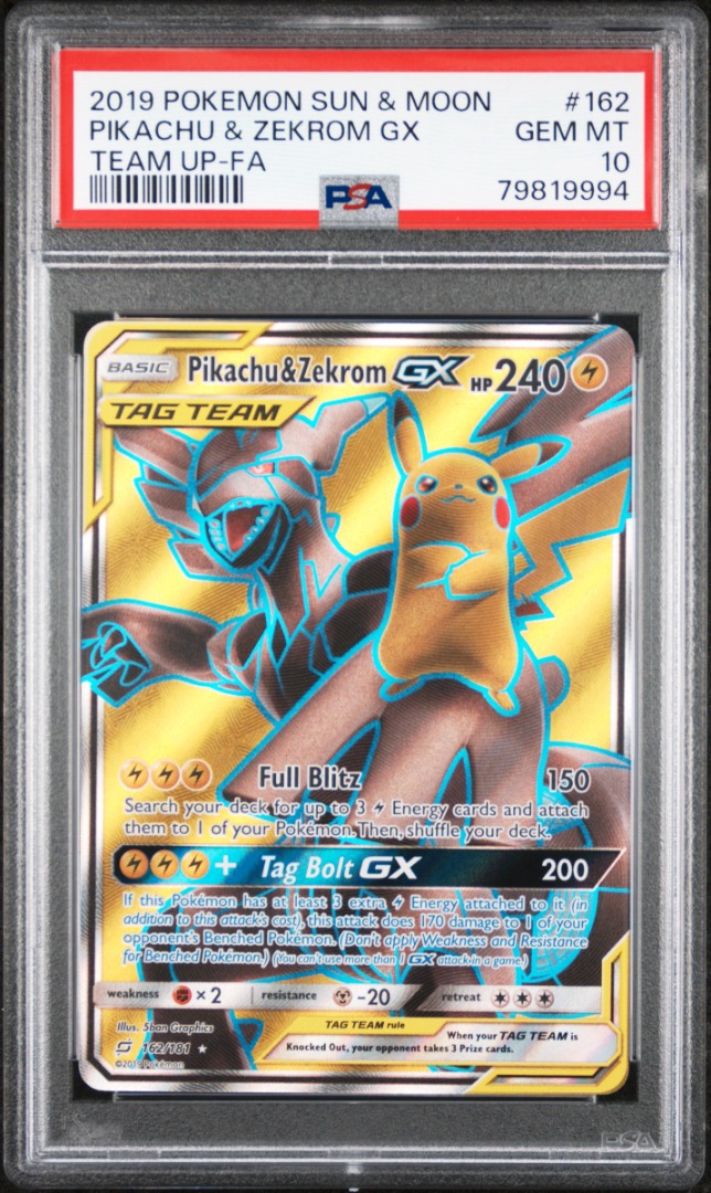 PSA 10 Pikachu & Zekrom GX Full Art 162/181 Graded Pokemon