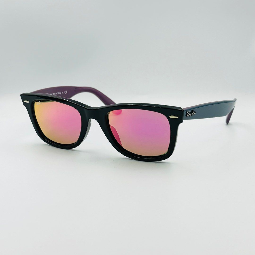 Rayban RB2140F 11744T Original Wayfarer Black Blue w Cyclamen