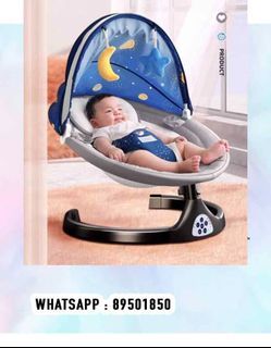 Rocking Chair Baby Electric Smart Bluetooth Remote With Mosquito Net Cradle  Party Swing Chair Bluetooth Auto Swing present SG STOCK Smart Intelligence gifts kids chair electronic birthday rocking chair  WA 89501849
