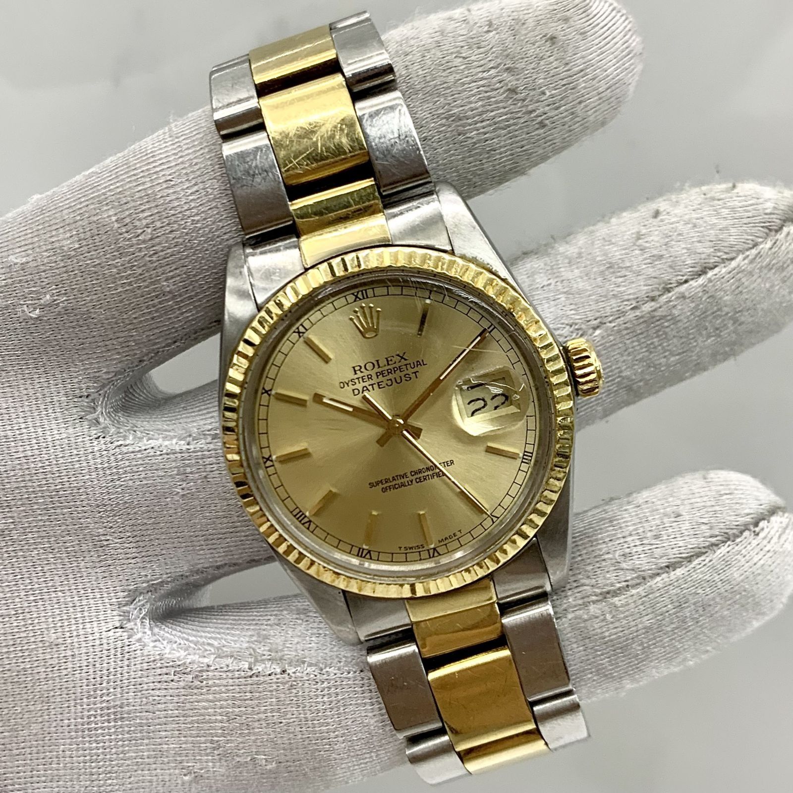 Gold datejust online leather strap