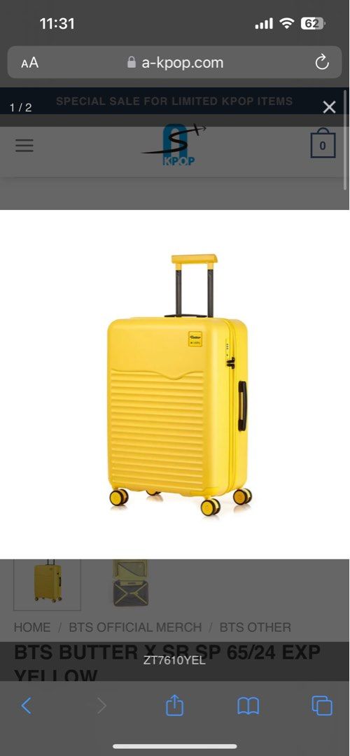 Samsonite BTS BUTTER X SR SP 65/24 EXP YELLOW, Hobbies & Toys, Travel