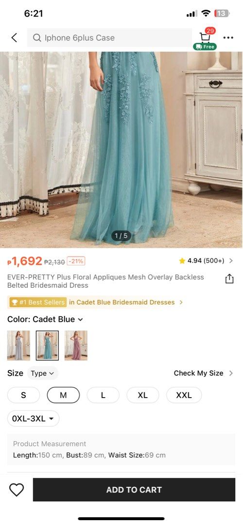 Shein Blue Gown - Flower embroidery (Category: Evening dresses & gowns) located in Makati City. Submitted by janchi8 (Listing ID 1263995652, Image 2). Description: Used once. No flaws Shein size Medium Location: Makati.