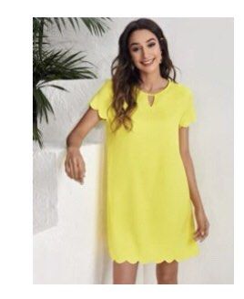 SHEIN Keyhole Neck Scallop Edge Dress