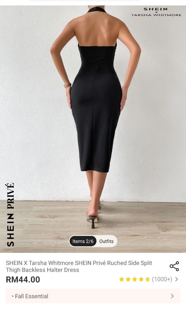 SheIn Women's Side Split Thigh Backless Bodycon Maxi Dress