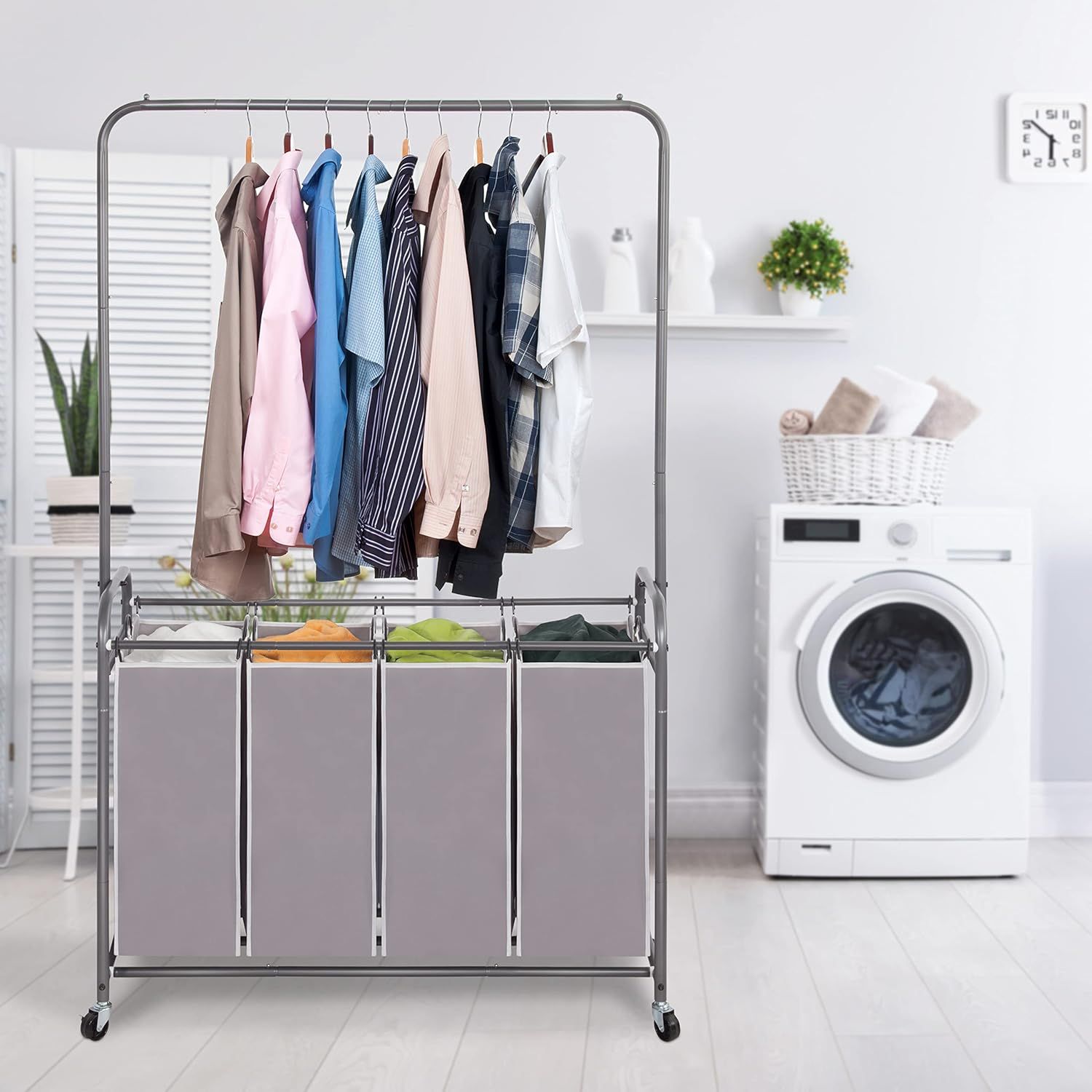 Laundry organizer with hanging rack hotsell