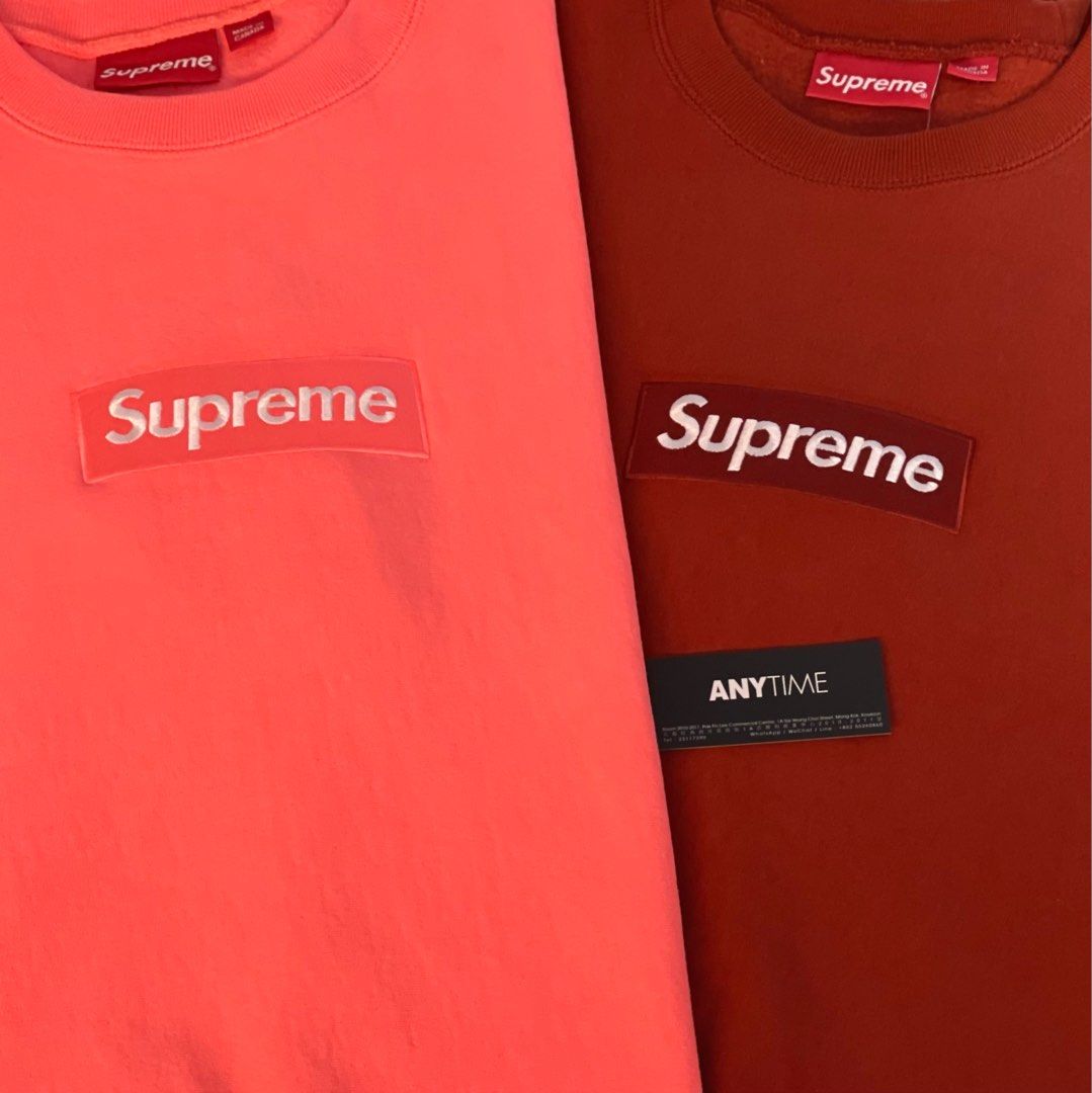 Supreme orange sales box logo crewneck