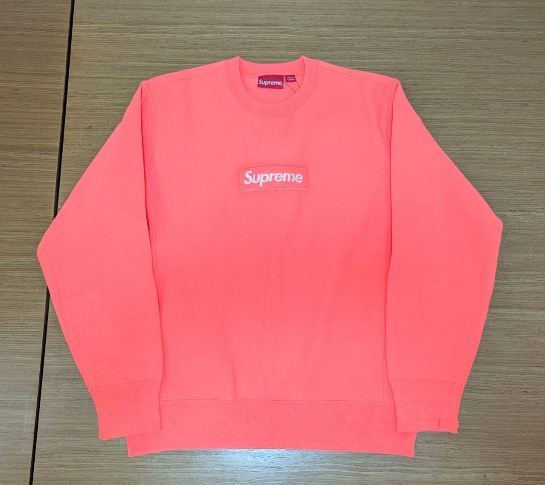 Supreme Box Logo Fluorescent Pink Crewneck hoodie jacket