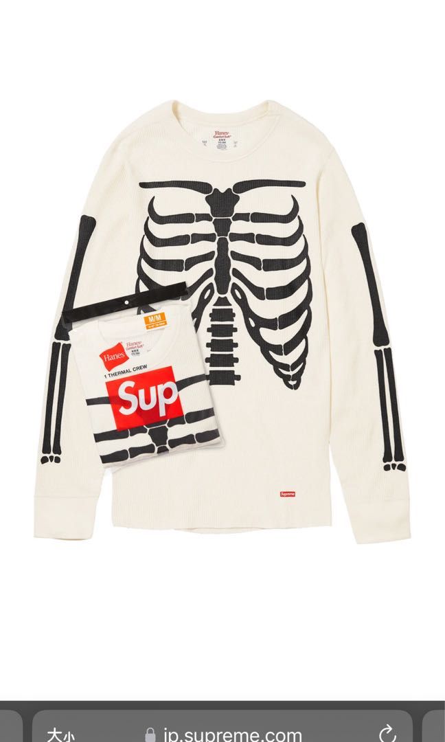 Supreme x Hanes Bones Thermal Crew, 男裝, 上身及套裝, T-shirt