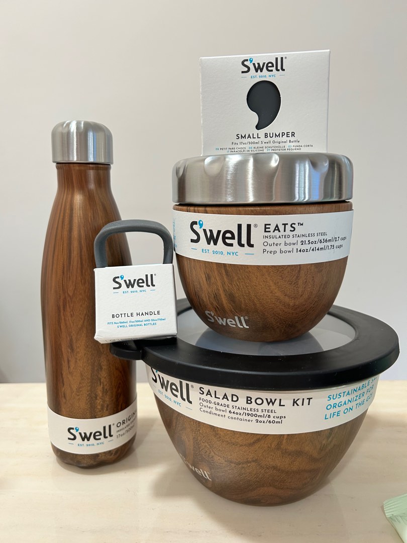 S'well Teakwood 64oz Salad Bowl Kit