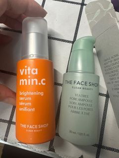 THE FACESHOP維他命C亮白精華液30ml/茶樹淨膚調理安瓶30ml