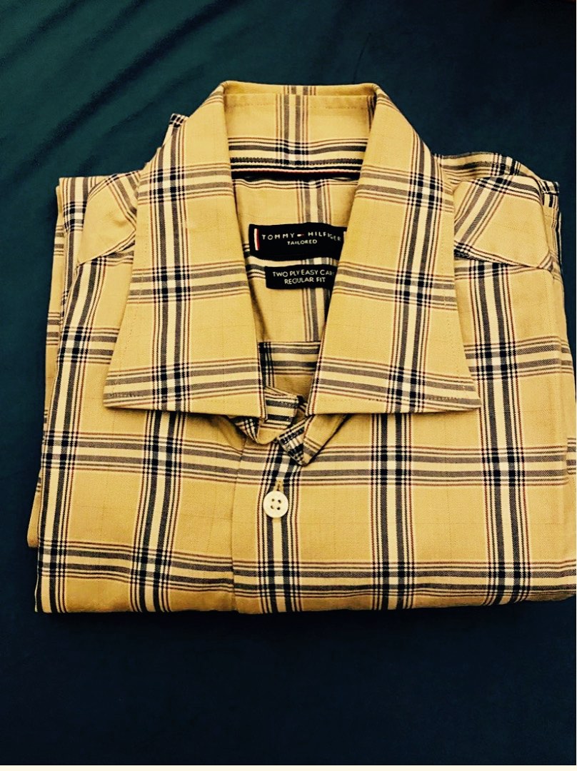 yellow and black tommy hilfiger shirt