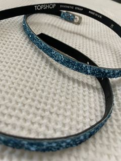 Topshop Shimmery blue thin waist belt