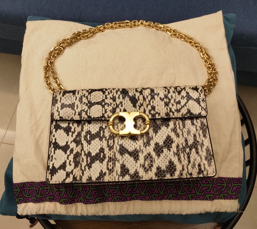 Tory Burch Gemini Link Snakeskin Shoulderbag
