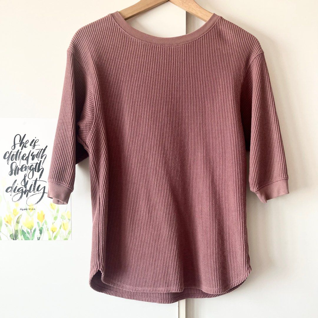 Dusty Rose Waffle Knit Sweater